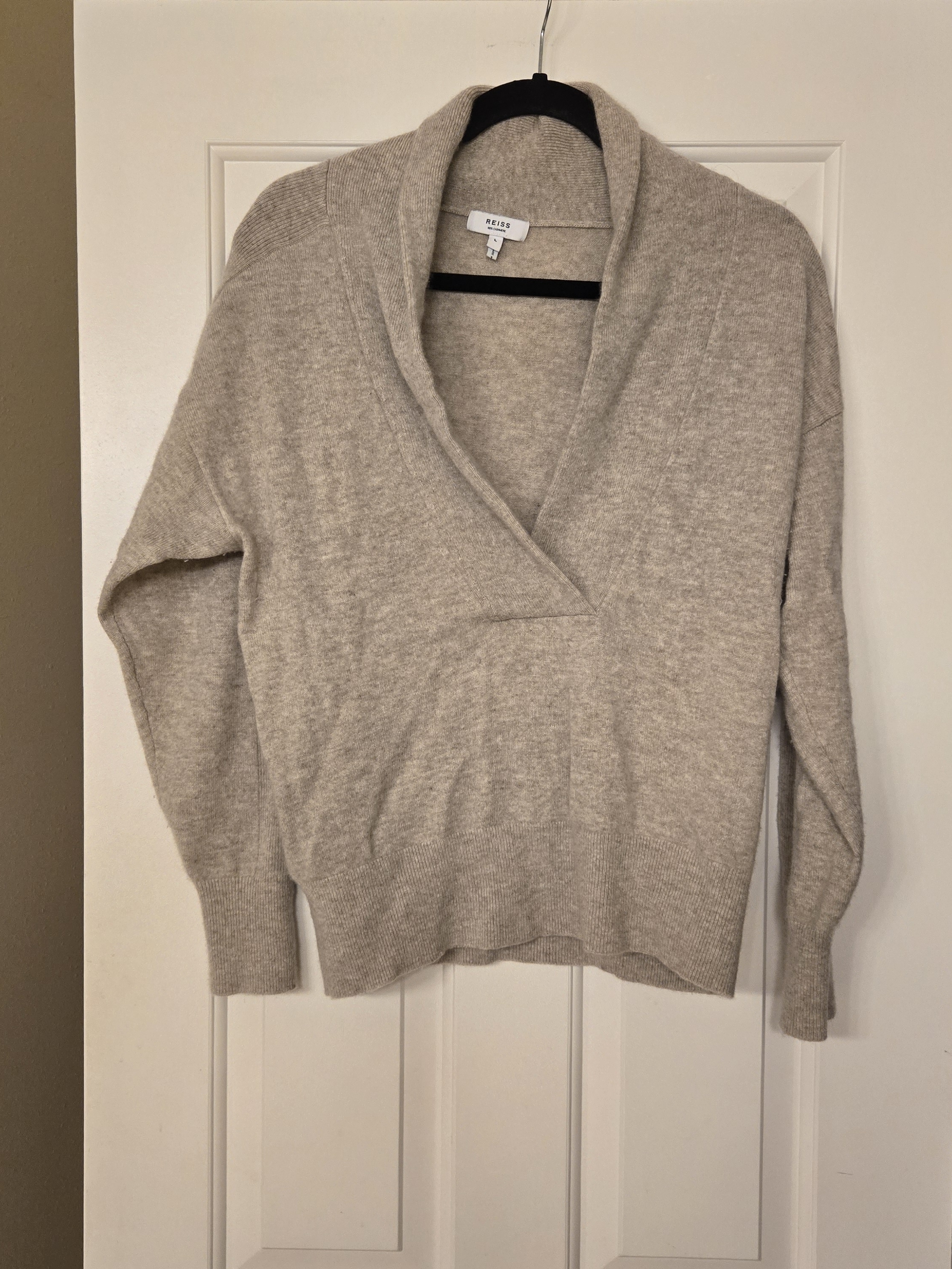 Reiss Cream Shawl Collar Turtleneck Sweater